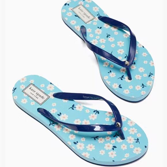 kate spade Shoes - Kate Spade Blue and White Floral Daisy Fiji Sandals